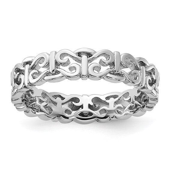 Sterling Silver Stackable Expressions Carved Band Ring