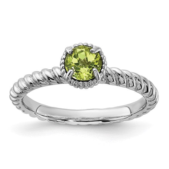 Sterling Silver Stackable Expressions Marquise Peridot Ring