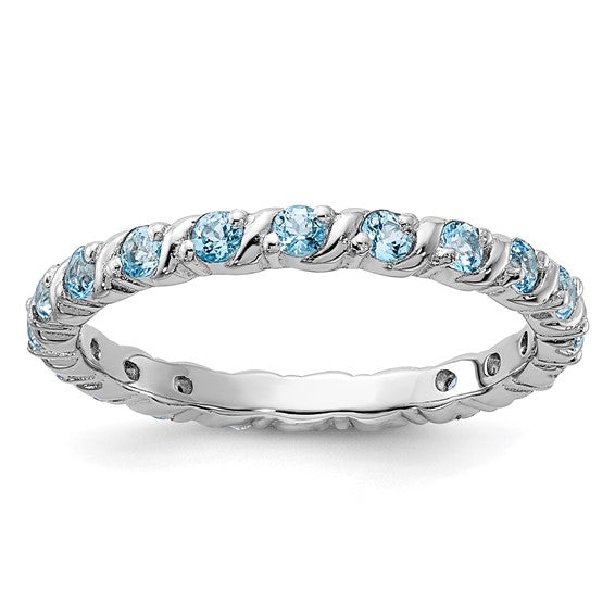 Sterling Silver Stackable Expressions Blue Topaz Twist Ring