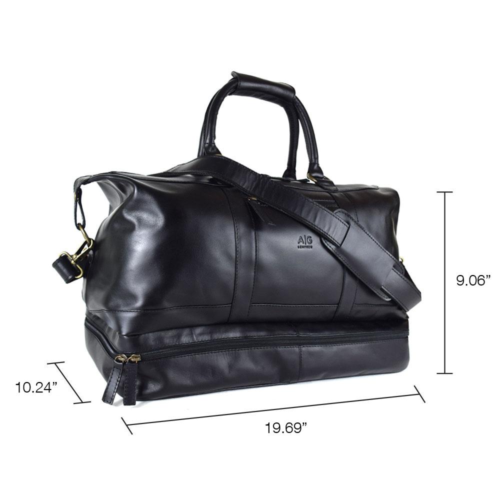 black leather travel bag