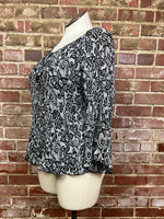New Directions Black Patterned Top Size 1X