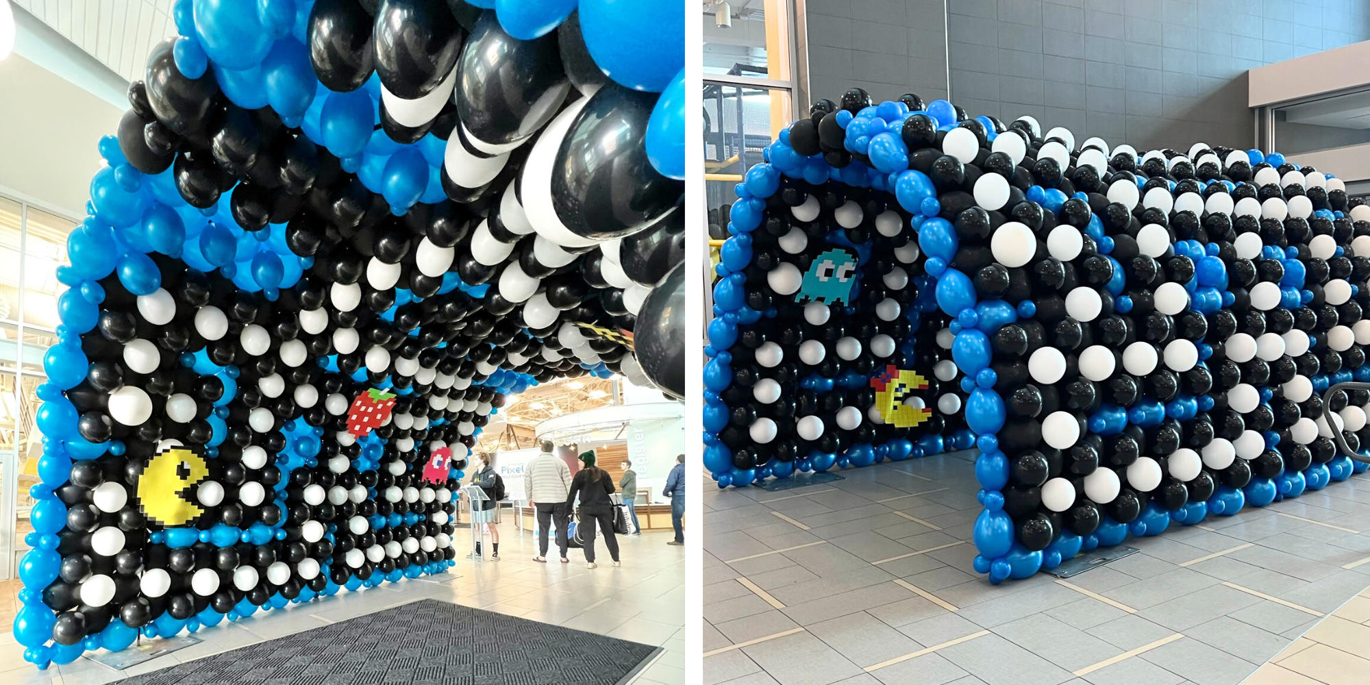 Pacman Balloon Tunnel marks entrance to Provo City's 80s & 90s party at Halloween