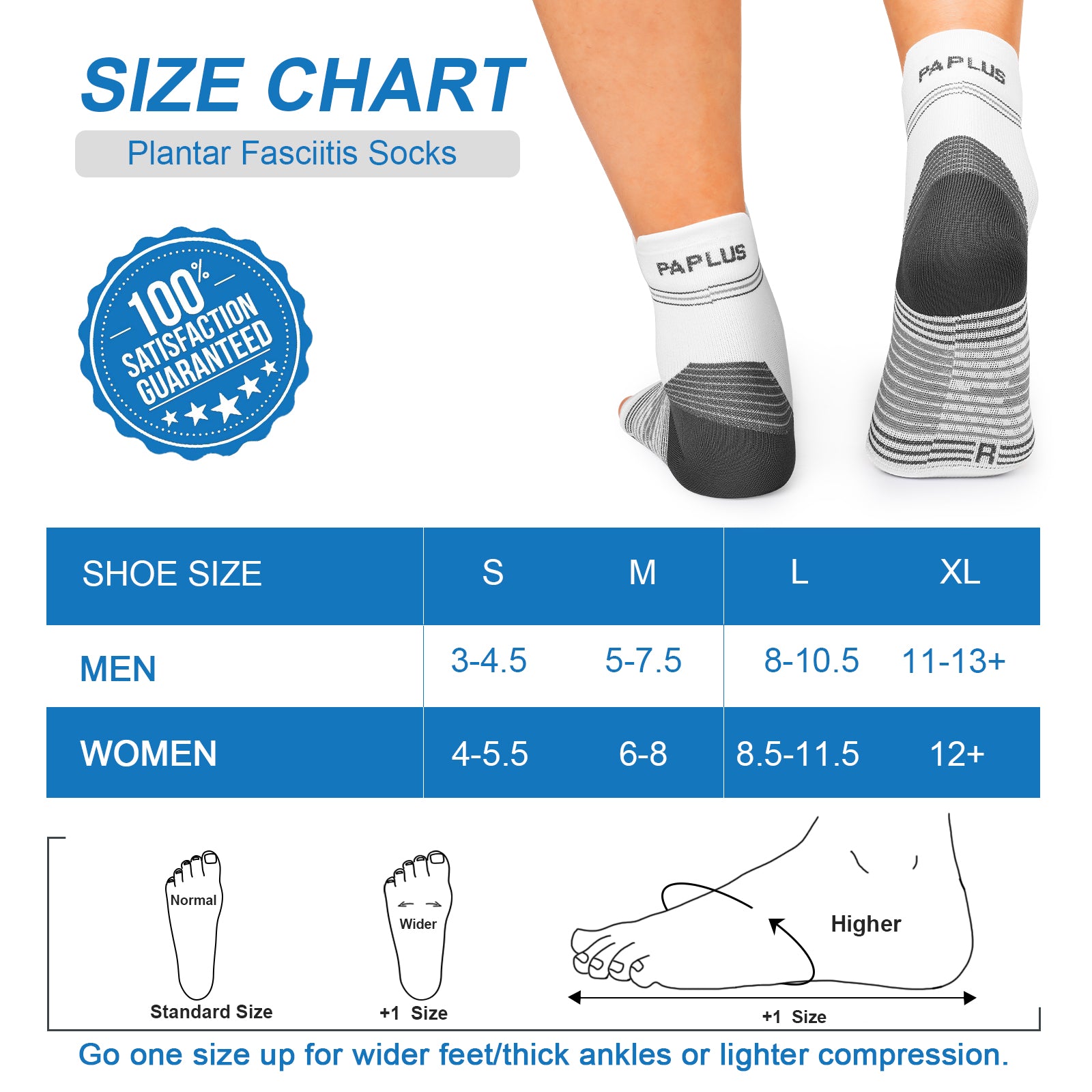 PAPLUS socks Sizing Chart (Socks for Plantar Fasciitis) – GECKOMAN