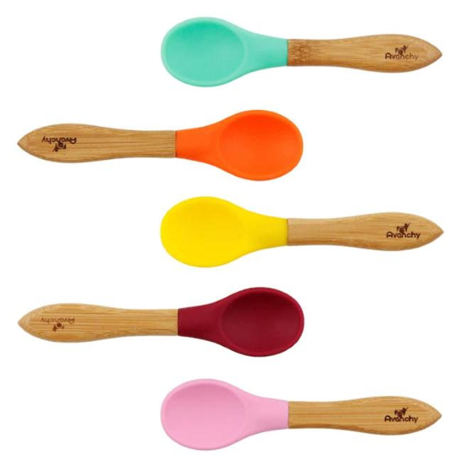 Avanchy Bamboo Baby Training Spoon - 5pk Blue