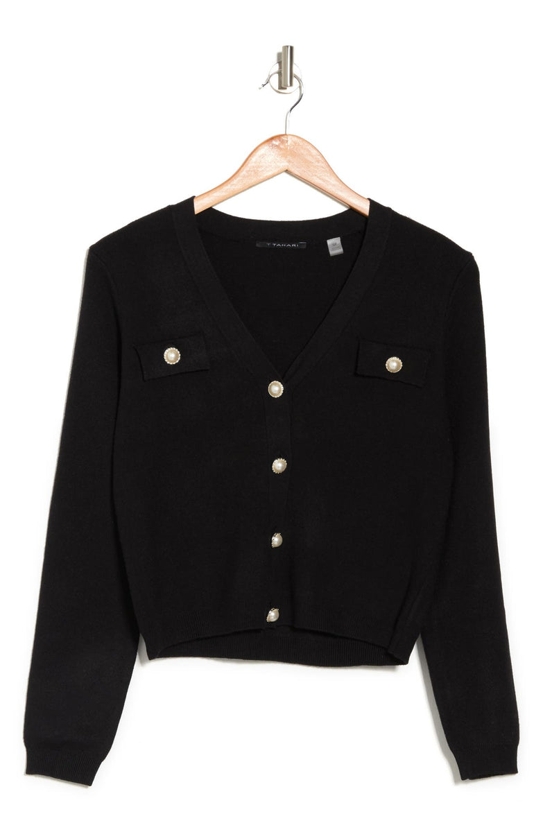 T TAHARI Cardigan with Faux Pearl Buttons – The Frum Shopper