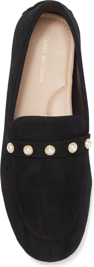 STUART WEITZMAN Allpearls Faux Pearl Studded Driving Loafer, Main, color, BLACK