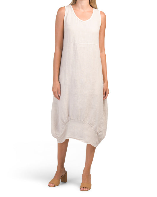ROSEMARINE Linen Bubble Hem Midi Dress – The Frum Shopper