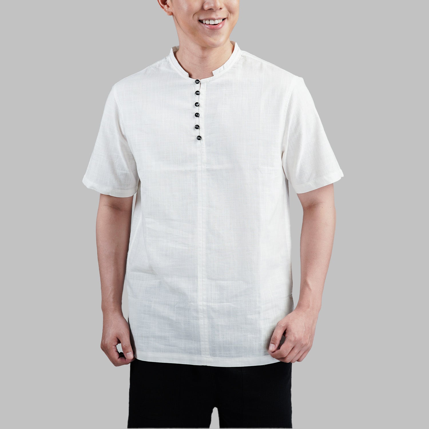 Tropiko by Kultura Men's Half-Button Linen Top