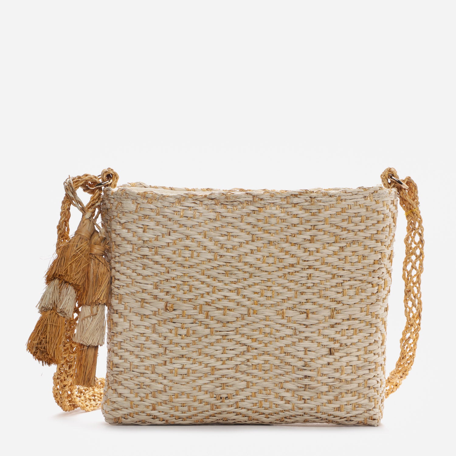 Tropiko by Kultura Raffia Sling Bag in Mustard