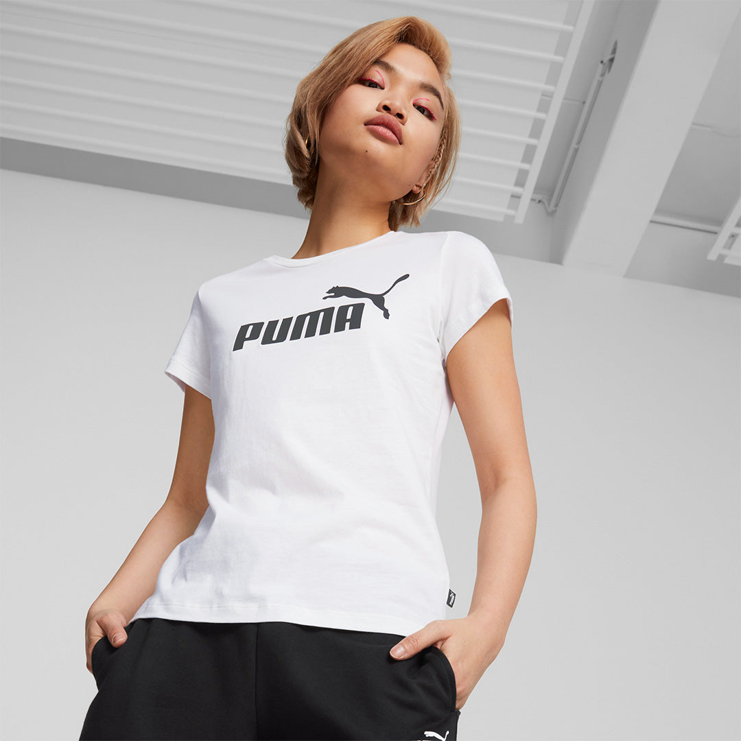 Puma Women\'s ESS Logo Tee in White | Sport-T-Shirts