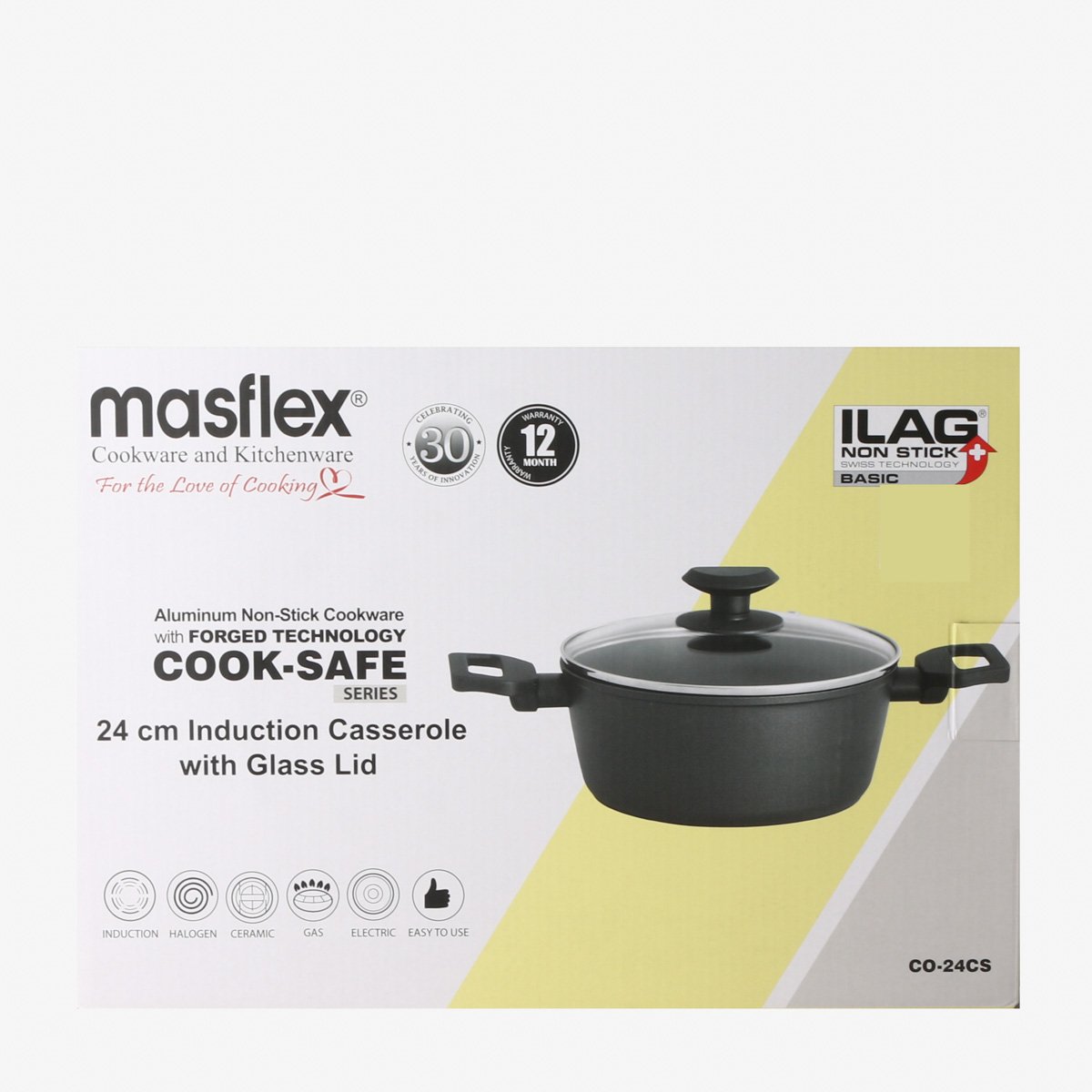 Masflex Spectrum 16cm Non-stick Blue Induction Casserole with Glass Lid, Cookware, Kitchen, abensonHOME Kitchen Furniture and Accessories