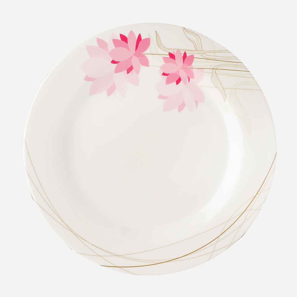 White Melamine Plate Set Microwave Safe Rose Flower - ShopiPersia