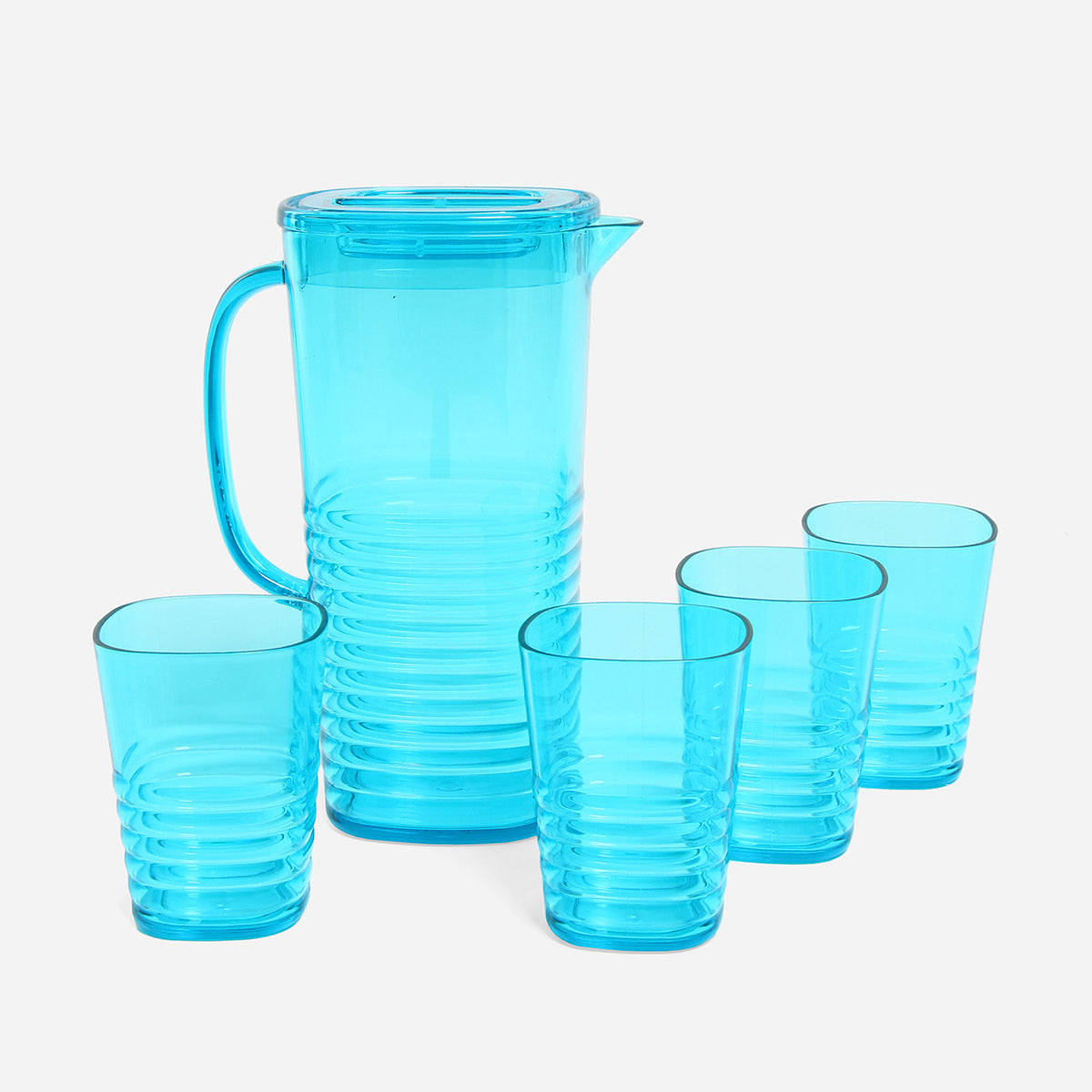 LLC Square Glass Cup and Jug Set, Entertainment Pack