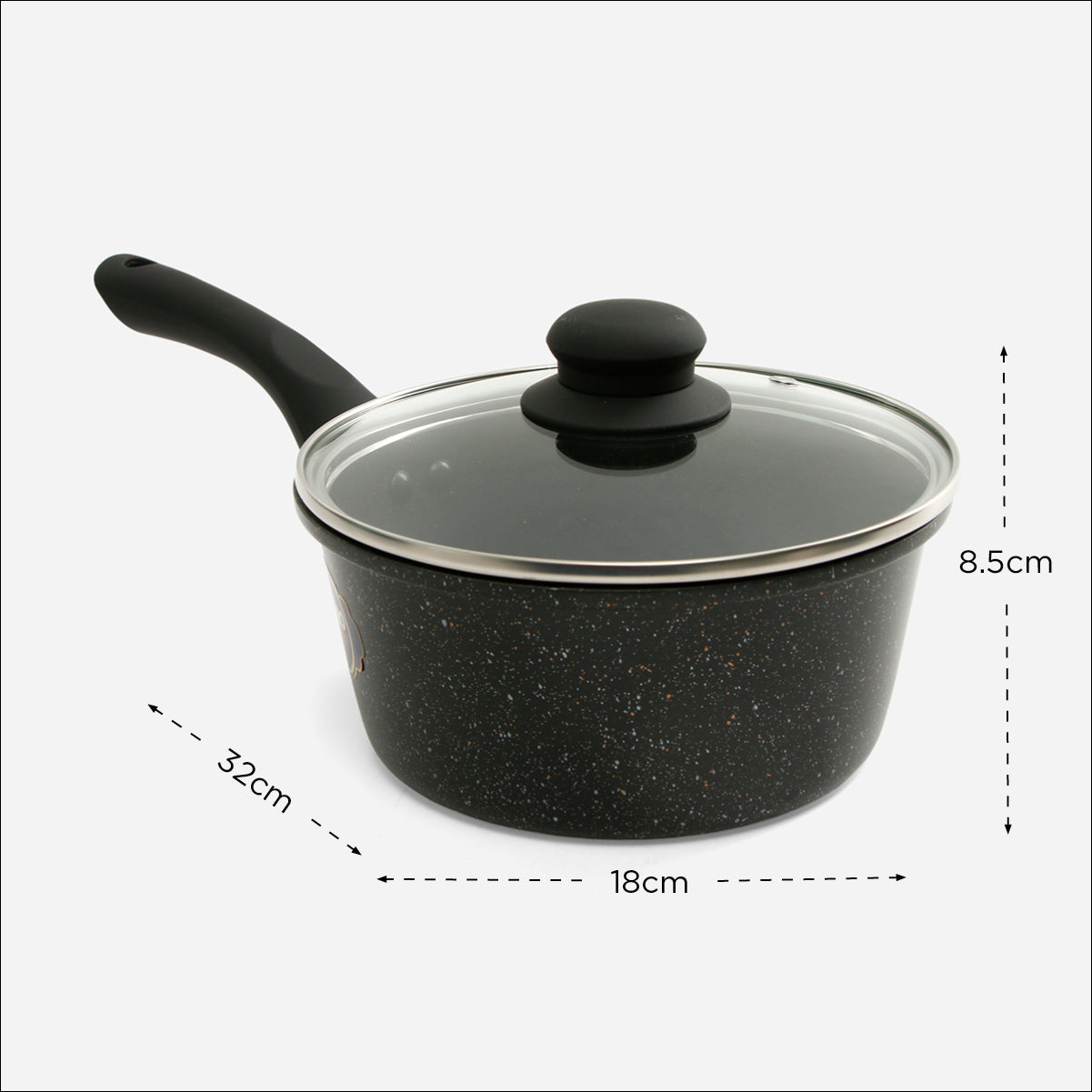 JPS Black Aluminium Tea Pan/Sauce pan 1 Liter (Small)