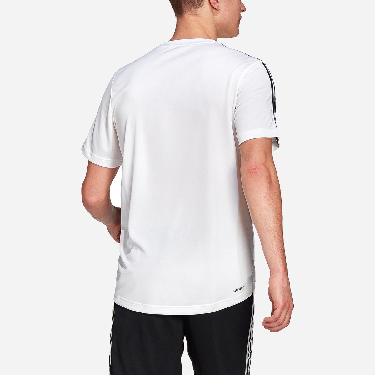 Adidas Men's AEROREADY Designed To Move Sport 3-Stripes Tee in White