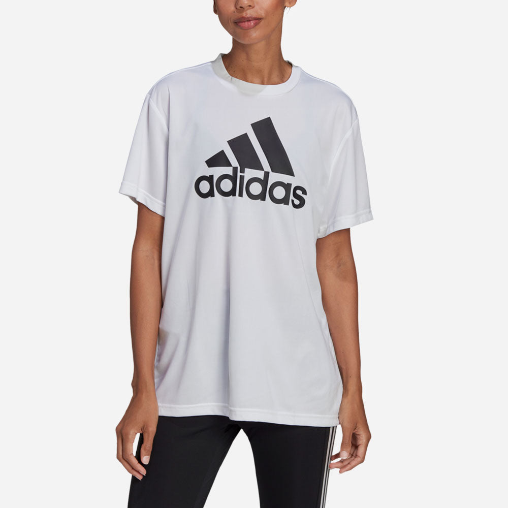 Adidas Women's Aeroready Designed to Move Boyfriend Sport Tee in White