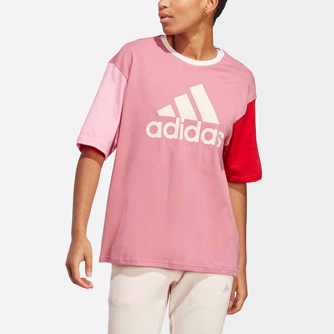 Adidas Women Essentials Big Logo Boyfriend Tee in Pink Strata