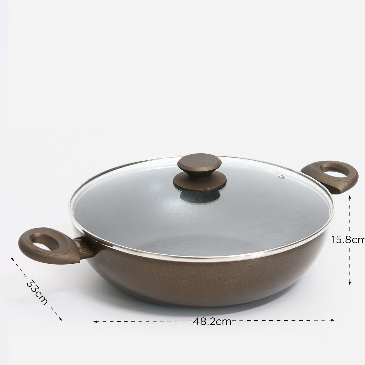 Masflex 32 cm Master Class Non Stick Wok With Glass Lid