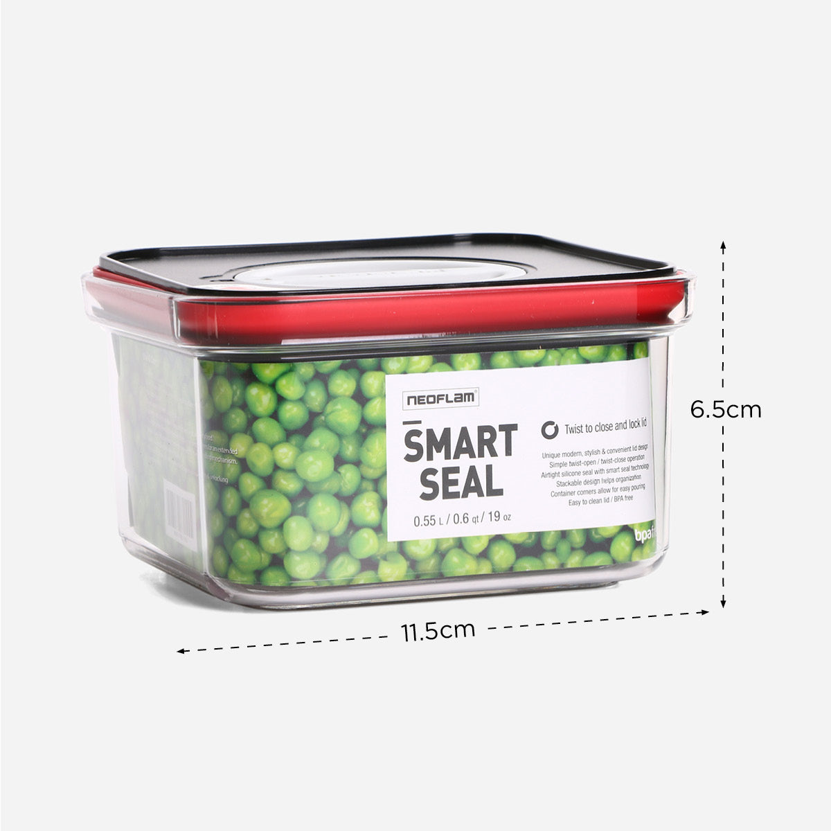 Neoflam Airtight Smart Seal Food Storage Container ( Square Set of 3 )
