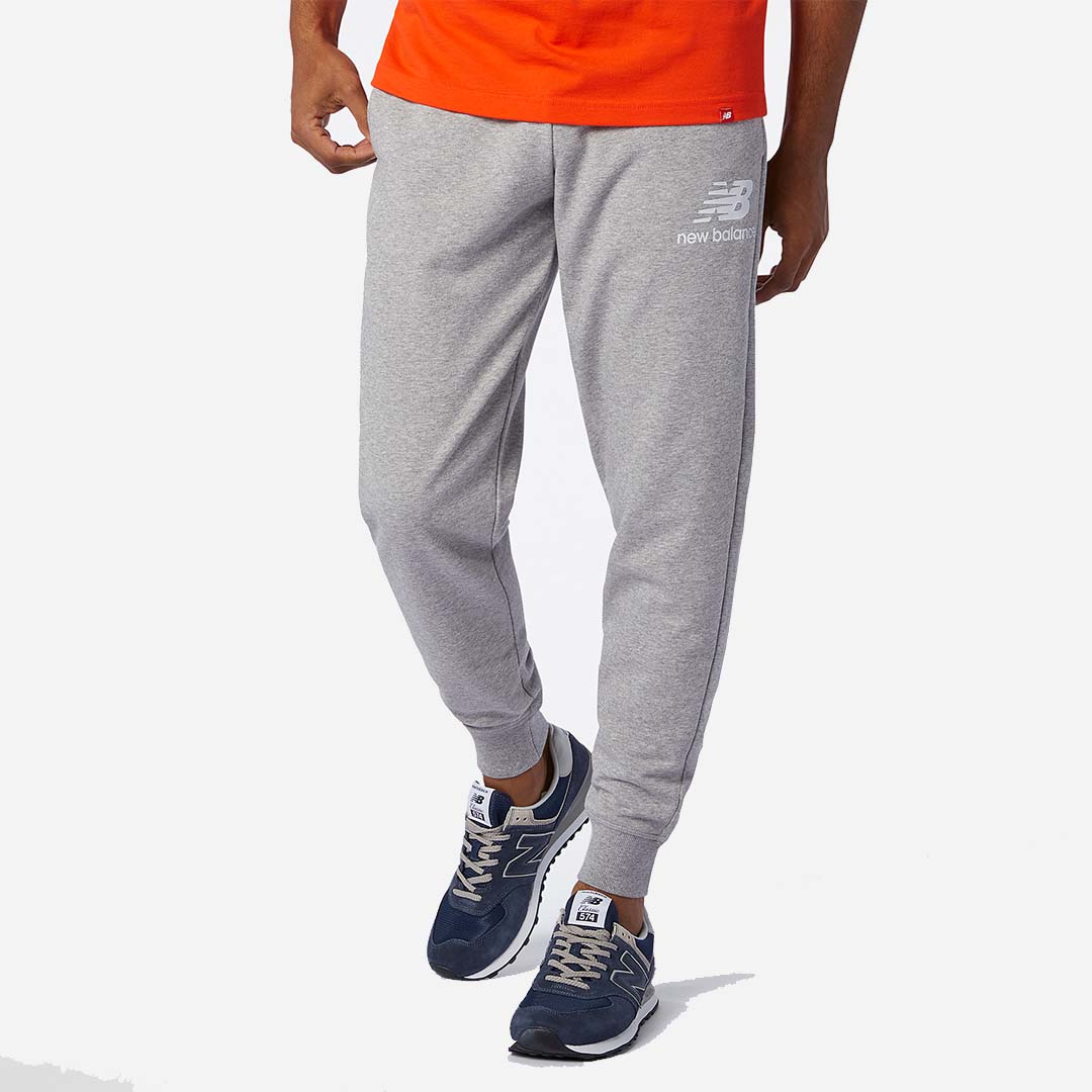 New Balance Men's Essentials Stacked Logo Sweatpant in Athletic Grey