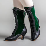 PRE-ORDER Camille Edwardian Boots (Black/Green) – American Duchess