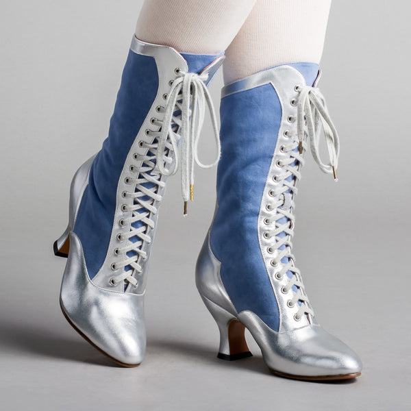 American Duchess: Star Princess Camille Edwardian Boots (Silver/Blue)