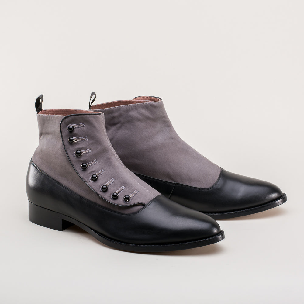 Trend Tot ziens krassen American Duchess: Frederick Men's Vintage Button Boots (Grey/Black)