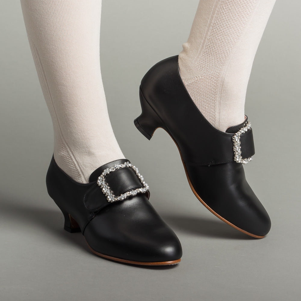 mærke Hilse Patriotisk American Duchess: Kensington Women's 18th Century Leather Shoes (Black)
