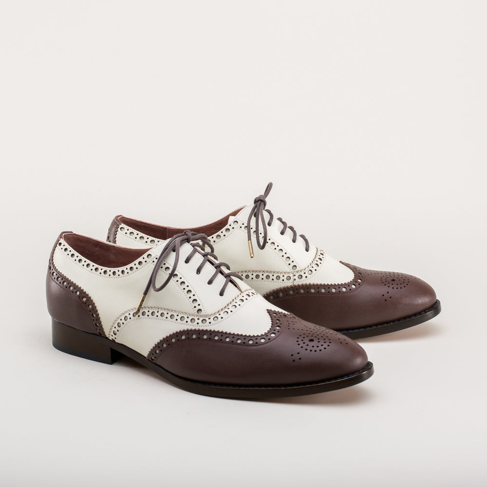 American Duchess: Lawrence Spectator Shoes (Brown/Ivory)