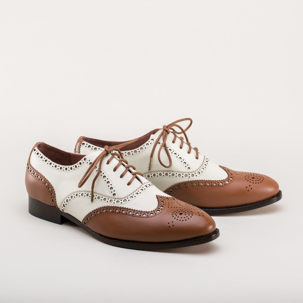 American Duchess: Lawrence Men's Vintage Spectator Shoes (Tan/Ivory)