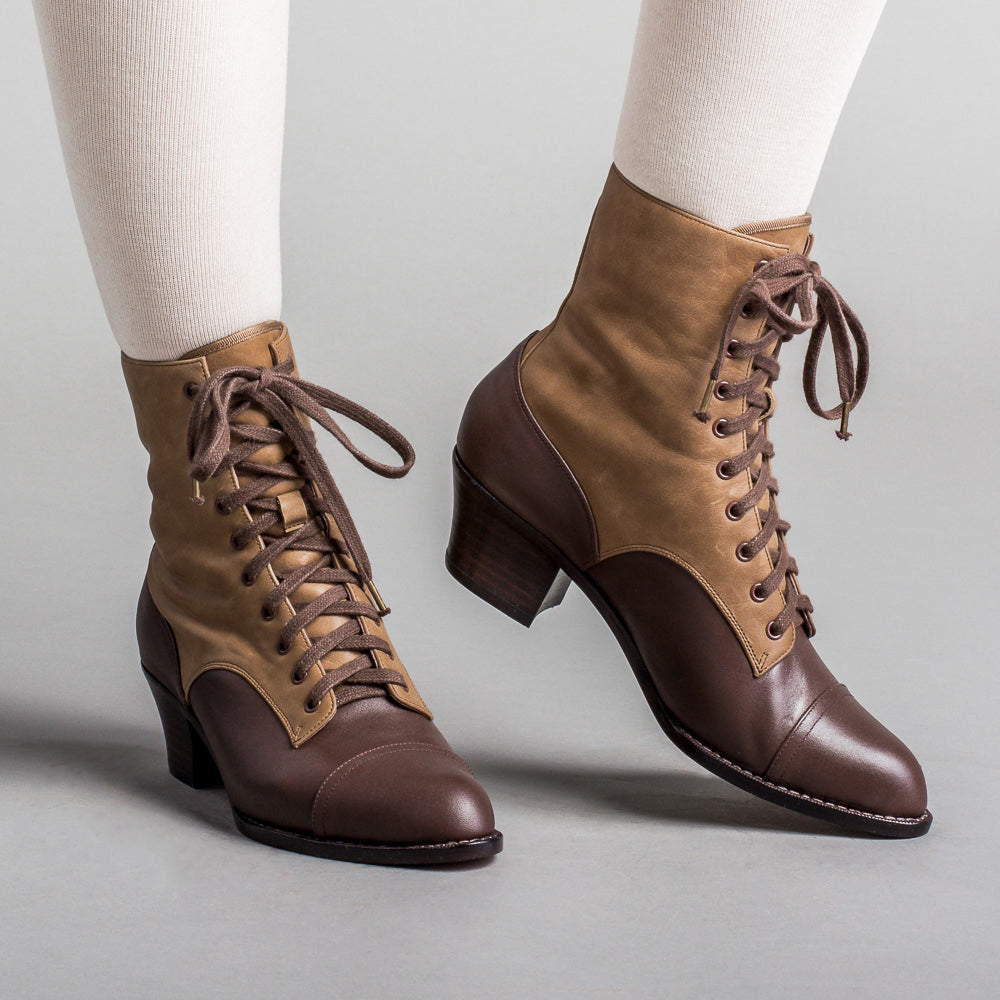 Rainey Women's Vintage Lace-Up Boots (Cordovan), 10.5 | Historically Accurate Footwear by American Duchess