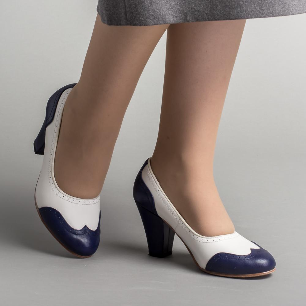 Peggy 1940s Spectator Pumps (Navy/White 