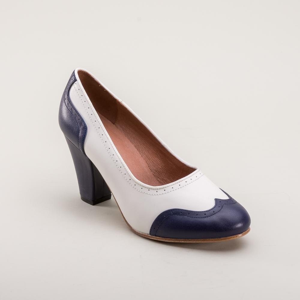 navy and white pumps