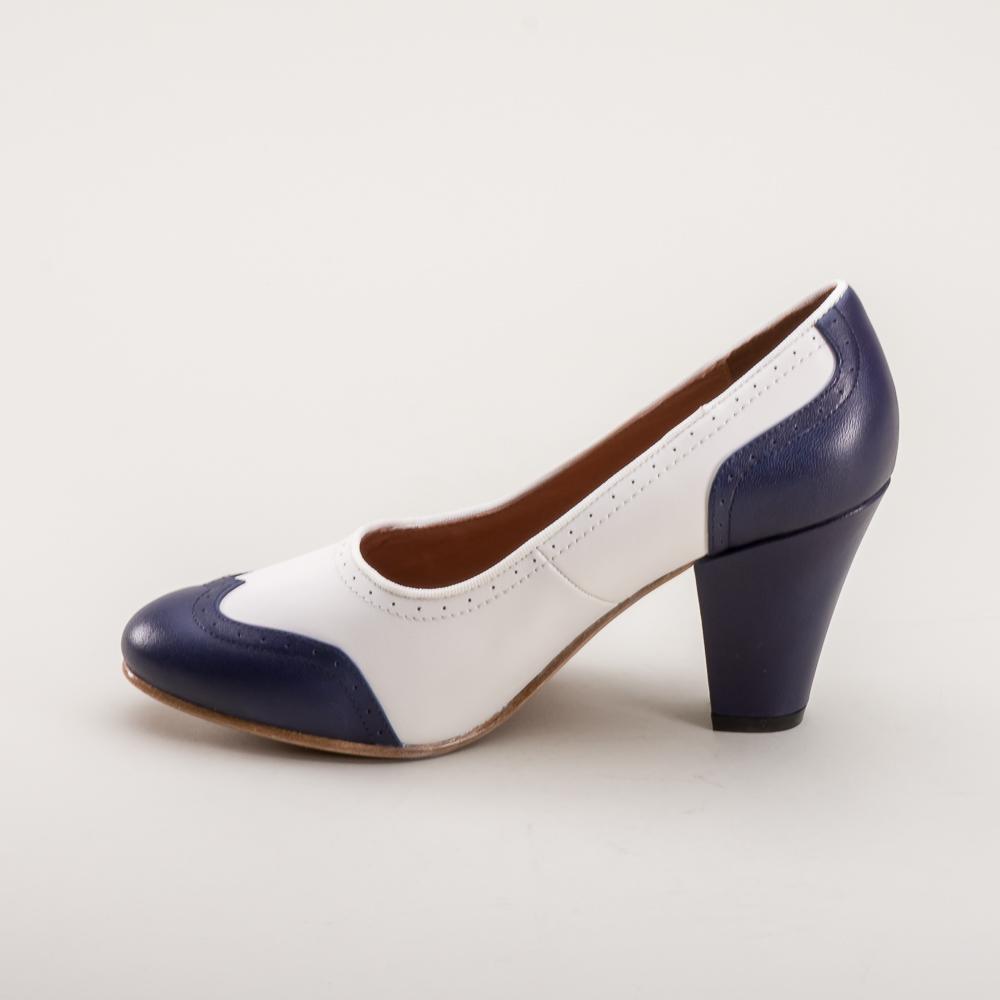 Peggy 1940s Spectator Pumps (Navy/White 