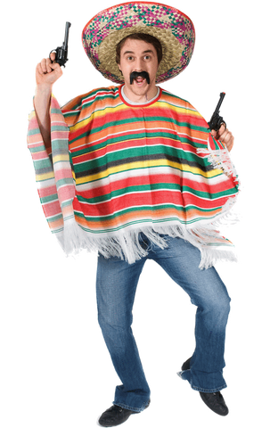 Costume da poncho messicano arcobaleno per adulti