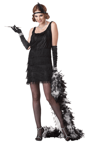 Schwarzes Flapper-Kostüm für Damen
