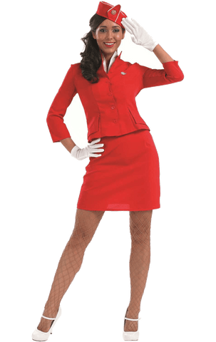 adult red cabin crew costume