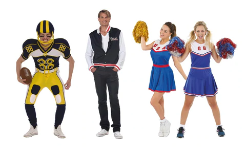 Cheerleader- und Jock-Kostüme