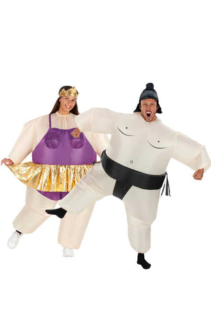 sumo and ballerina inflatable couples costume