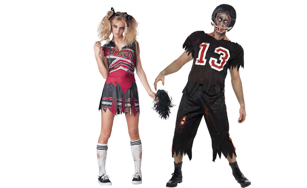 Zombie cheerleader and american footballer costume