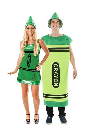 green crayon couples costume