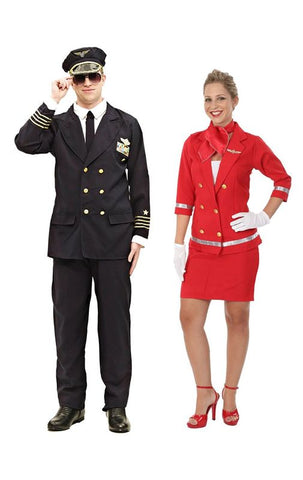 Piloten- und Stewardess-Paarkostüm