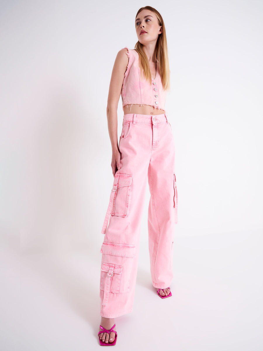 Pink Cargo Jeans with Pockets | Vicolo