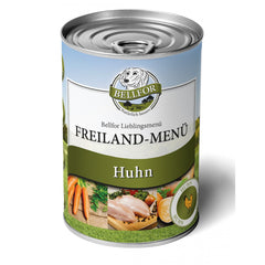 NASSFUTTER MIT HUHN FÜR HUNDE - GETREIDEFREI - FREILAND-MENÜ VON BELLFOR HUNDEFUTTER - 400G