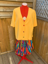 Load image into Gallery viewer, Rainbow Print Skirt &amp; Yellow Blazer Set
