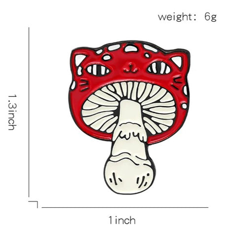 Feline Face Mushroom Pin Dimensions