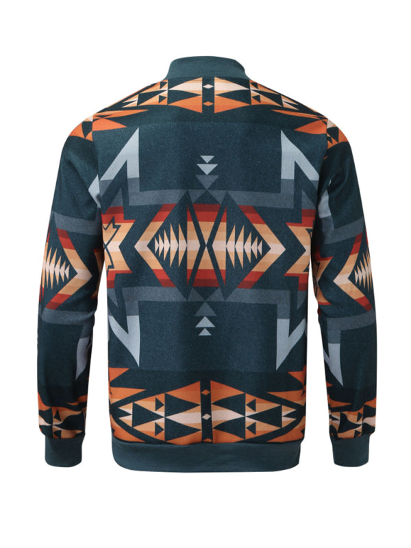 New Men's Aztec Print Bomber Jacket