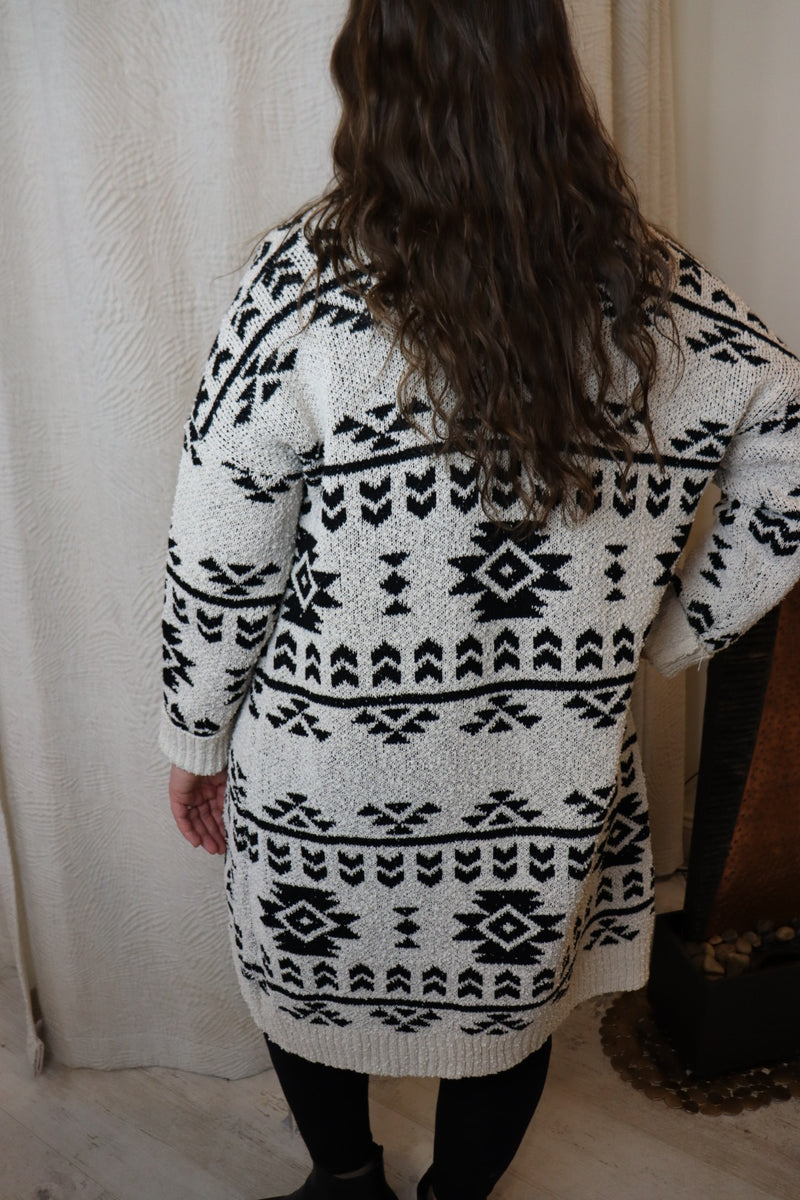 Aztec Knit Cardigan Top