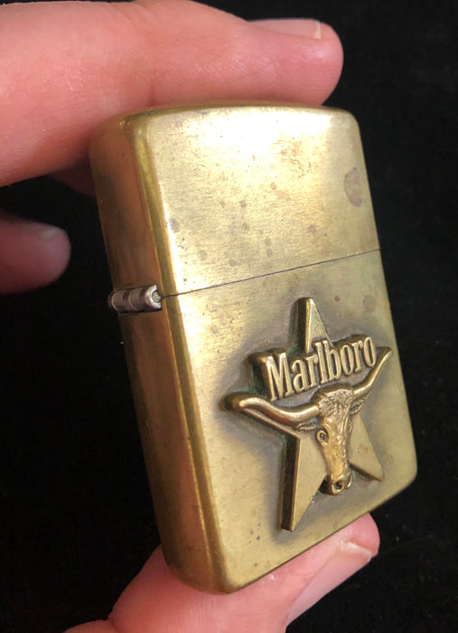 1991 Vintage Brass Marlboro Longhorn Steer Zippo Lighter - NO Monogram  Initials