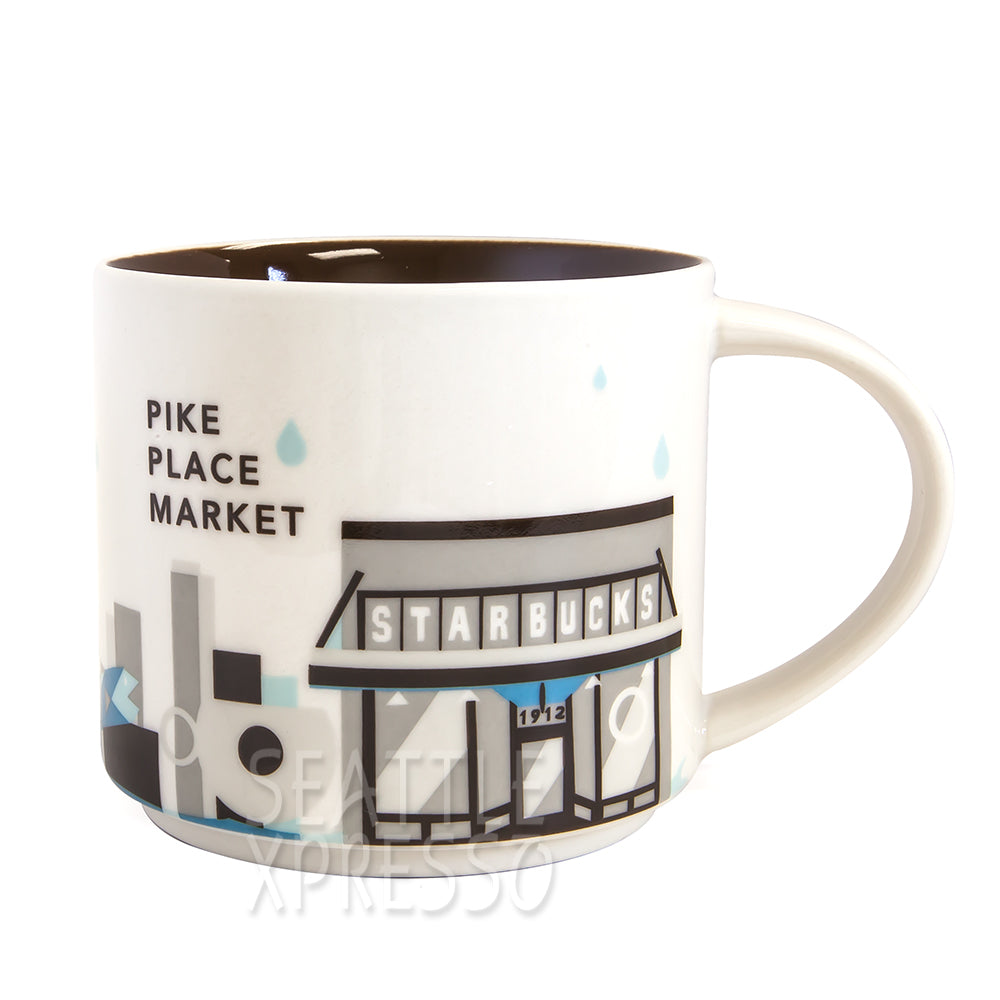 Starbucks The First Coffee Store Pike Place Storefront Soft  Touch Ceramic Travel Mug, 12 oz: Coffee Cups & Mugs